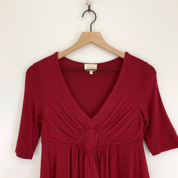Anthropologie Deletta Pleated Empire Tee XS Red - Picture 4 of 7